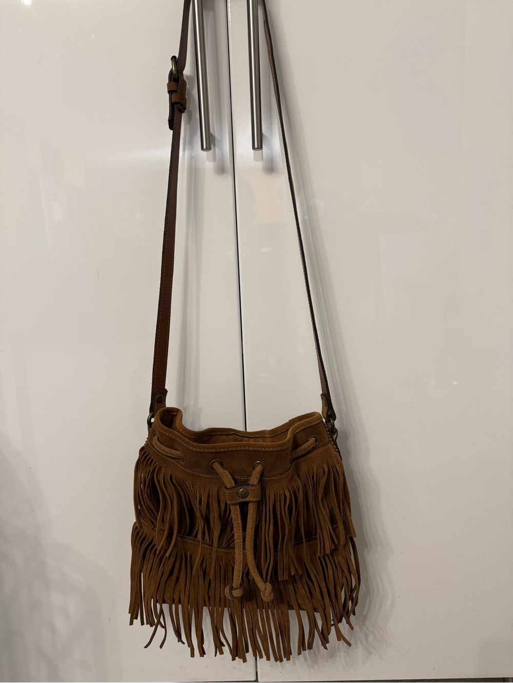 Patricia Nash Western Fringe Crossbody Bag in Brown suede